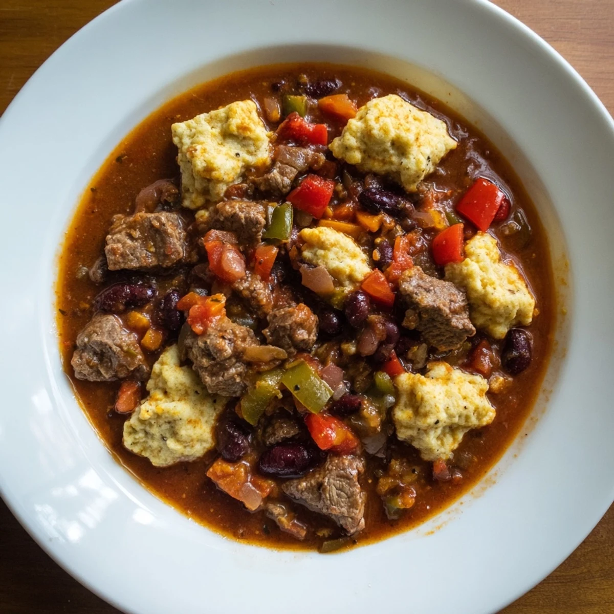 Beef Chili Cornbread Dumplings