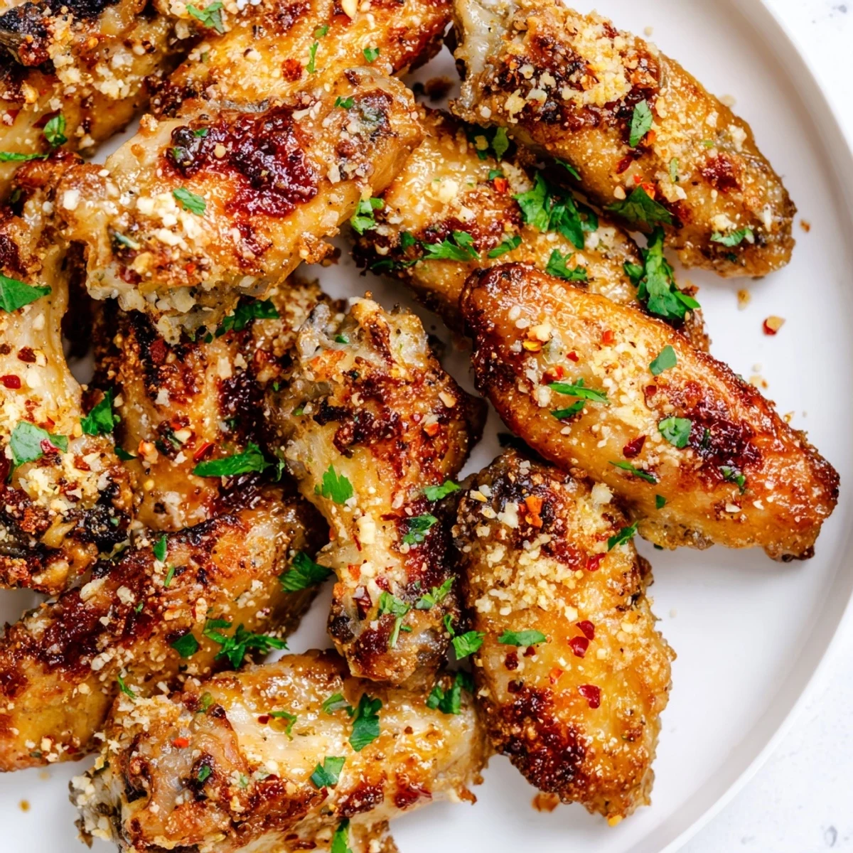 Savory and aromatic, these air fryer garlic parmesan chicken wings are coated in cheesy sauce.