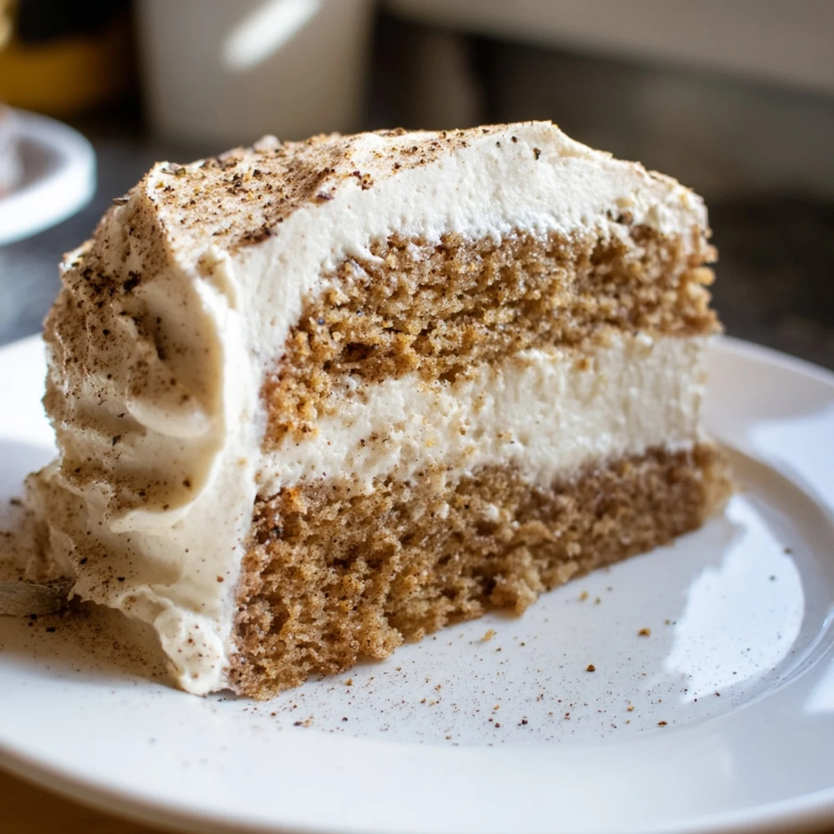 Baking Spiced Chai Latte Cake in a round pan, capturing the steam and cinnamon aroma of this fusion dessert inspired by Indian chai flavors.