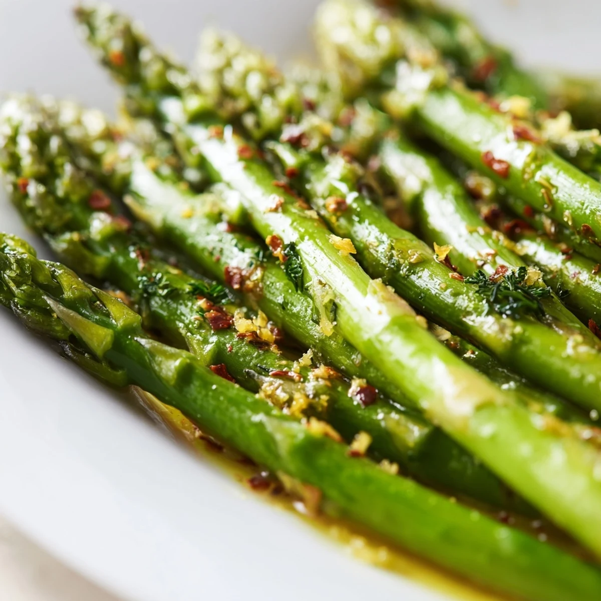 Tender-crisp asparagus spears glisten in Garlic Butter Lemon Asparagus, sautéed until bright green for an easy weeknight side dish.