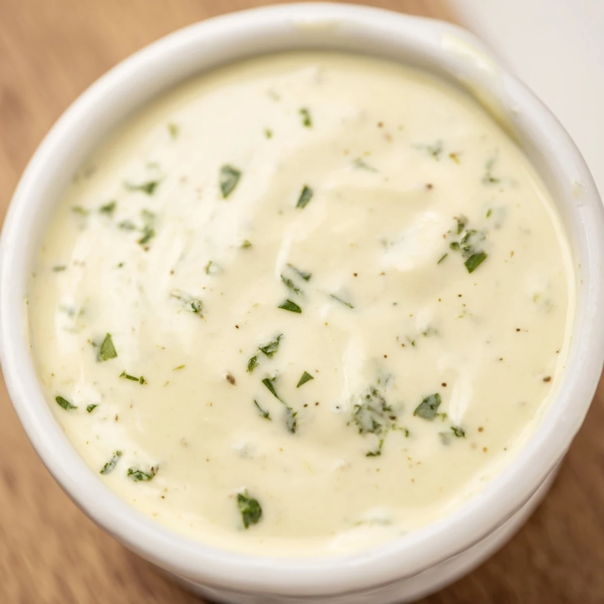 Creamy Salad Dressing with fresh chives and parsley, drizzled over a vibrant green salad with cherry tomatoes and cucumbers.