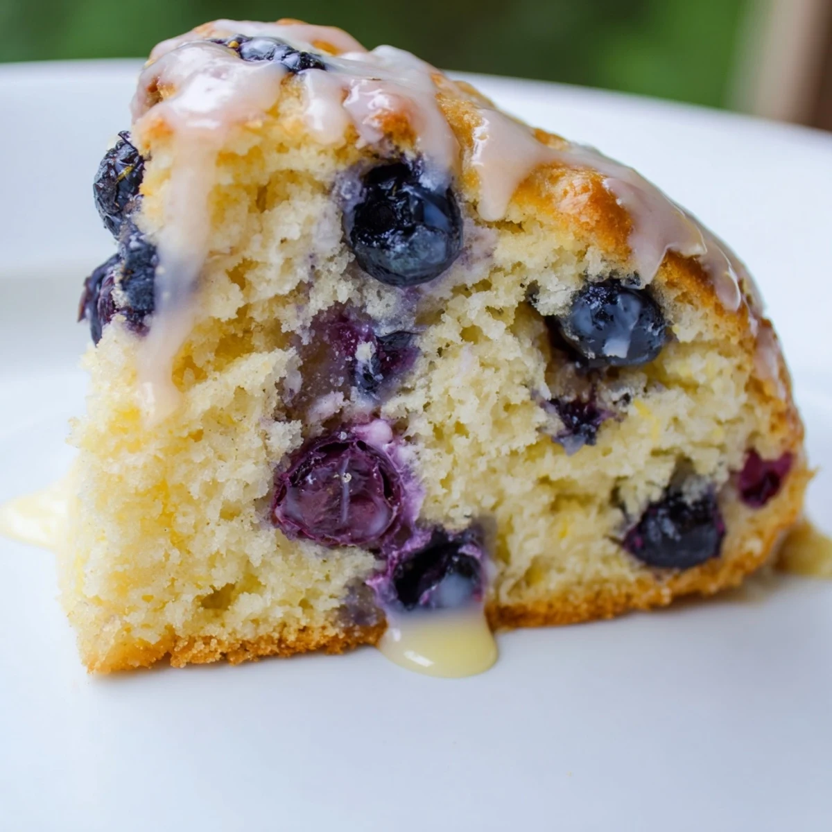 Freshly baked Lemon Blueberry Scones served on a white plate with a steaming cup of Earl Grey tea.
