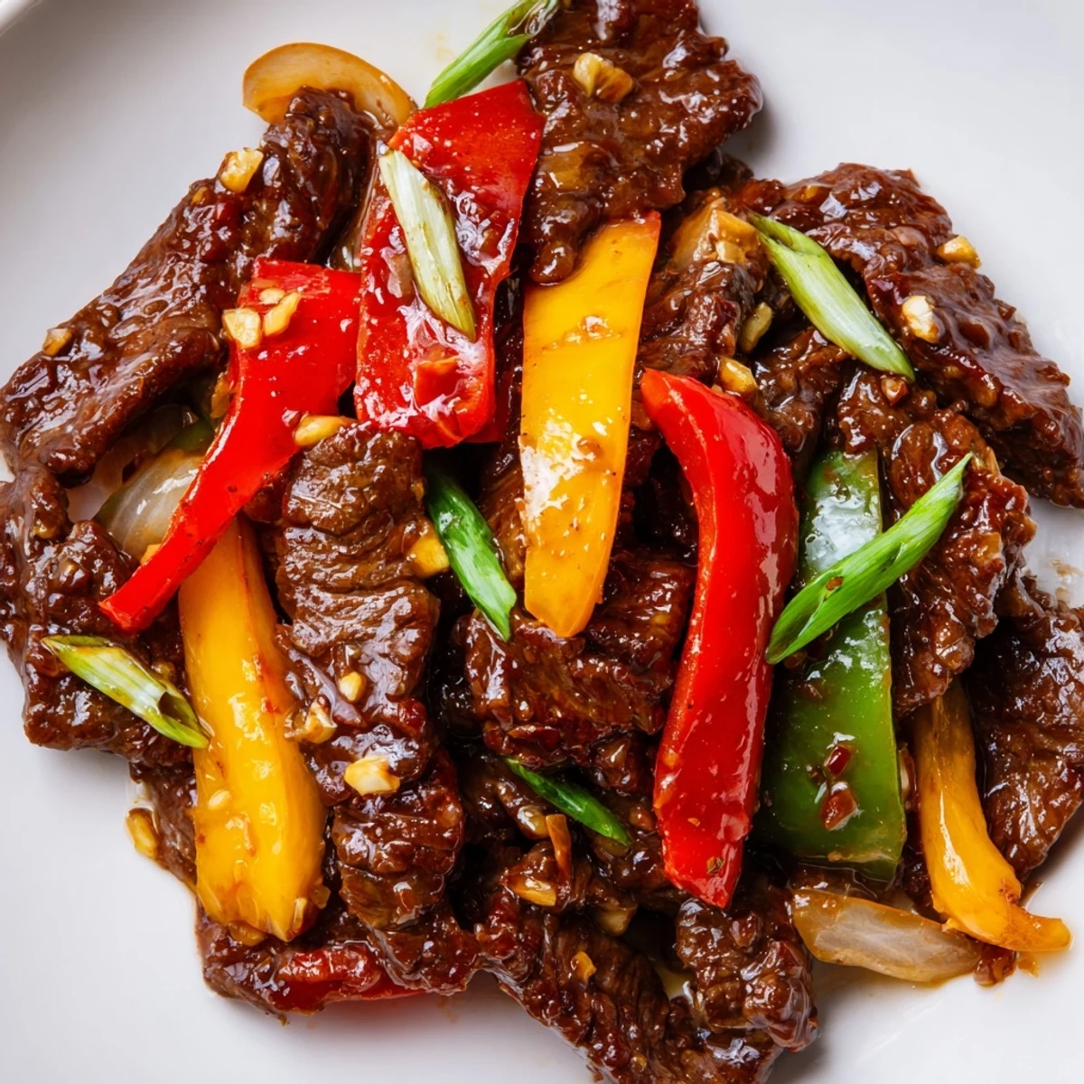 Tender beef strips and crisp, colorful bell peppers coated in a glossy, spicy sauce create a bold, savory aroma in this Spicy Beef and Pepper Stir Fry.  
