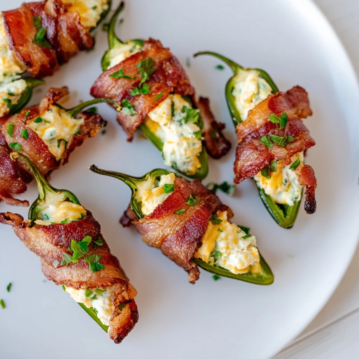 Golden brown Game Day Jalapeno Poppers with Beef Bacon sit on a rustic wooden platter, oozing melted cheddar and cream cheese.