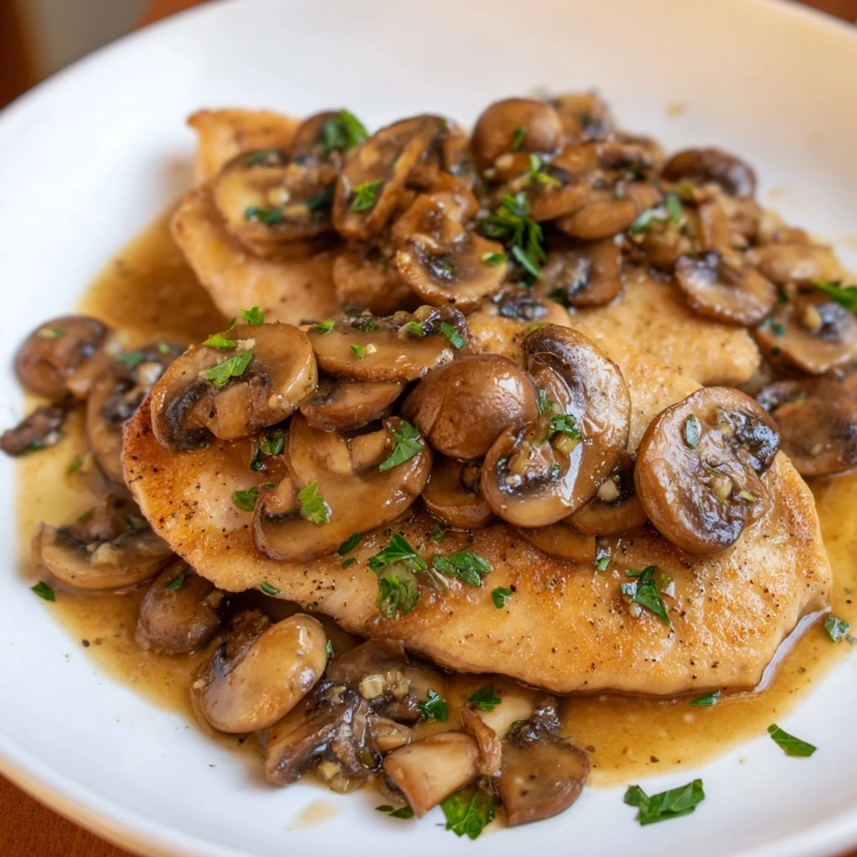 Classic Chicken Marsala featuring juicy chicken cutlets in a savory mushroom and Marsala sauce, perfect over pasta or mashed potatoes.