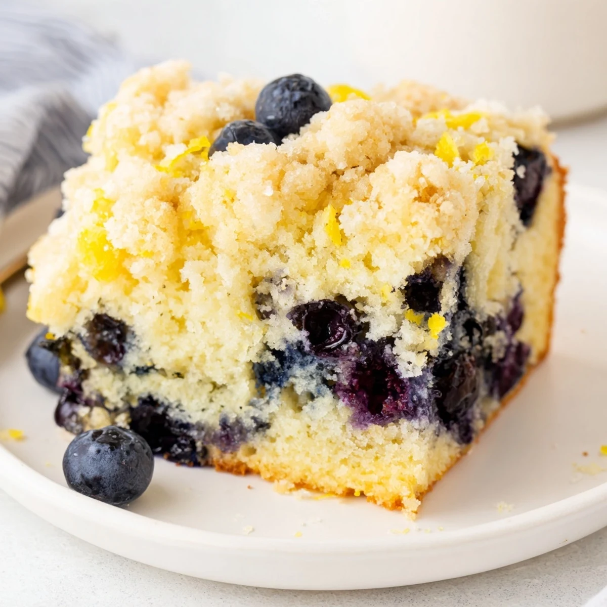 Bright lemon flavor and fresh blueberries make this classic coffee cake a perfect dessert or brunch treat.