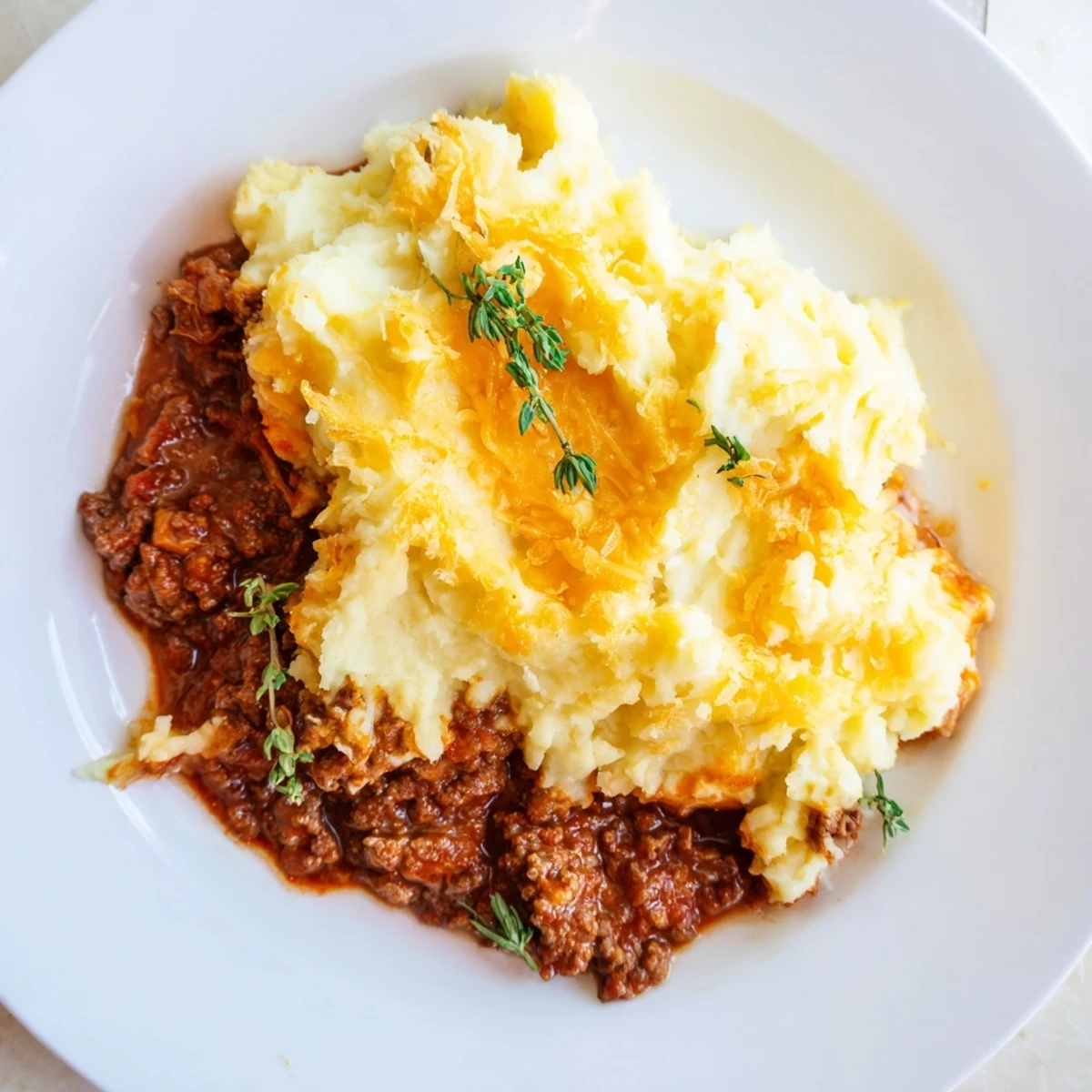 Hearty Beef Shepherds Pie with Cheddar Mash baked to golden perfection, showcasing creamy mashed potato peaks and a bubbly beef gravy filling for dinner.