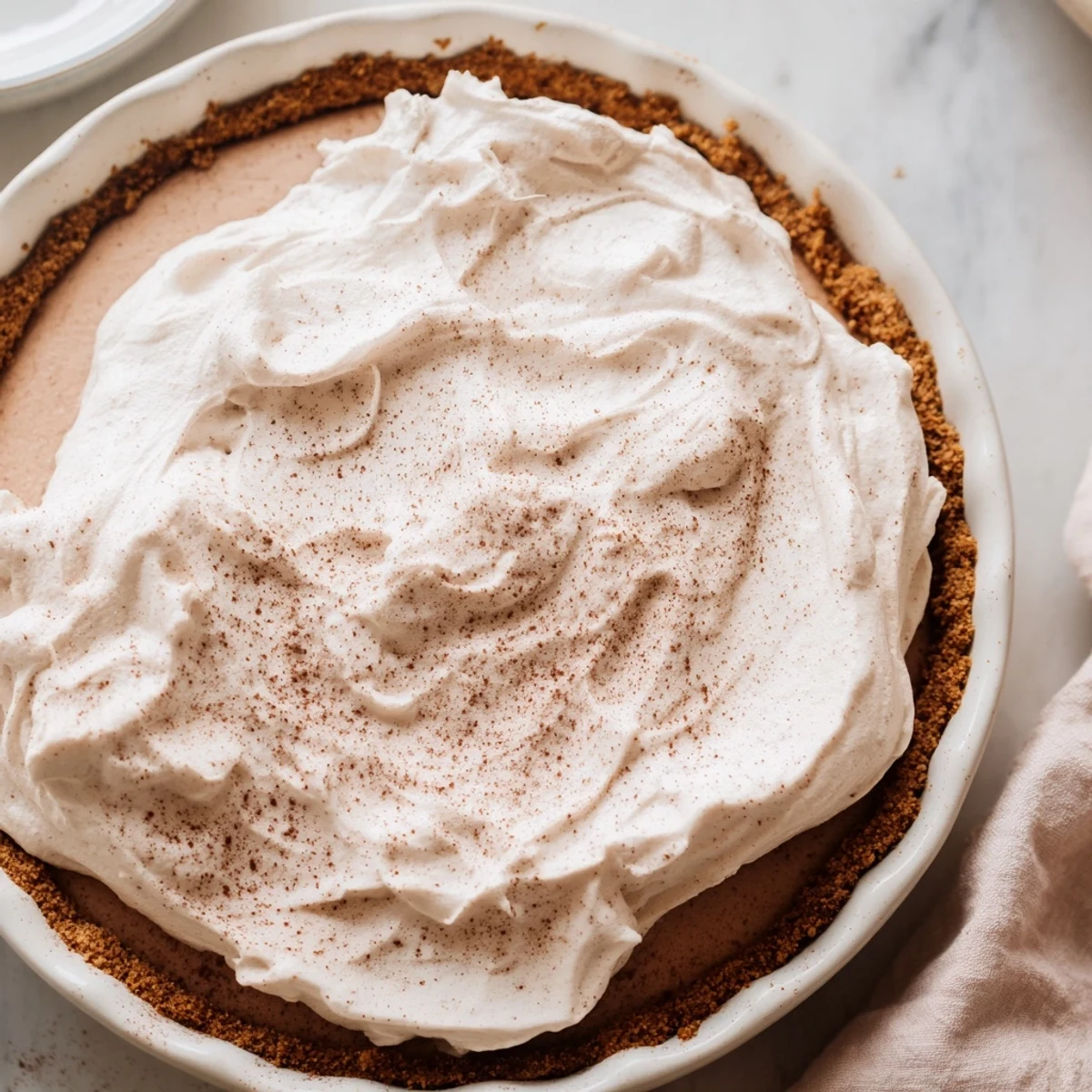 The Keto Cold Brew Coffee Pie showcases a creamy, coffee-infused filling in a crisp almond flour crust, topped with velvety whipped cream.