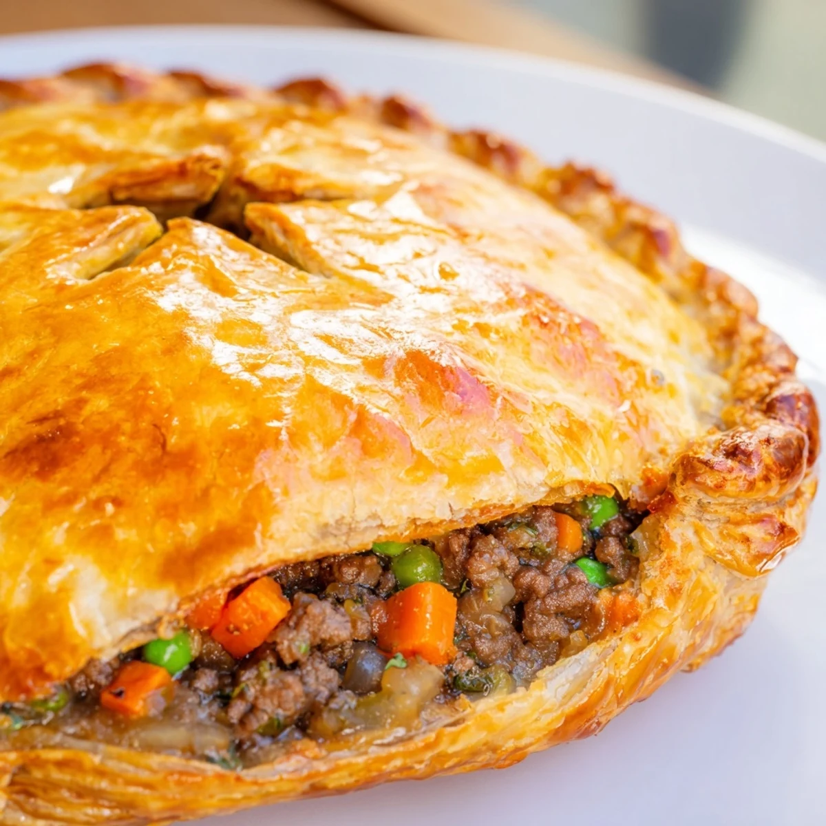 Freshly baked Savory Beef Meat Pies emerge from the oven with golden, flaky crusts.