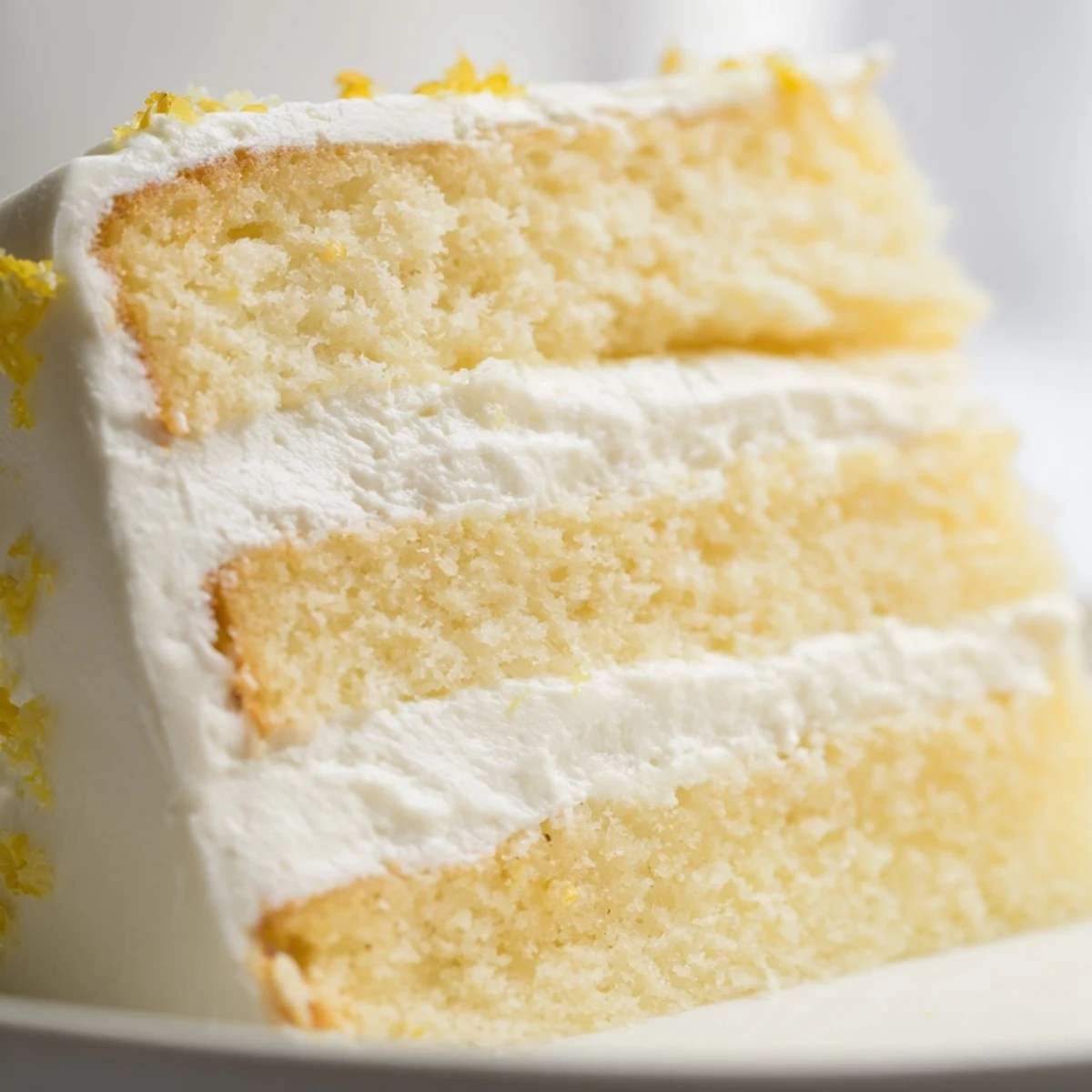 Moist sponge layers of Limoncello Mascarpone Cake soak in citrus syrup, stacked with fluffy mascarpone cream and topped with vibrant zest.