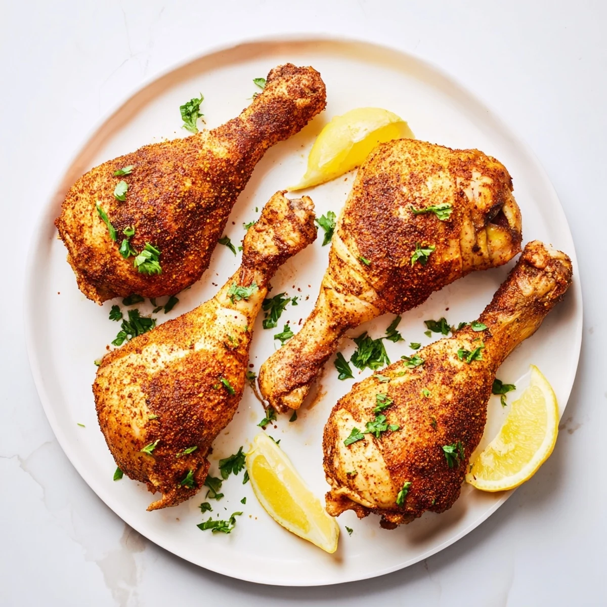 Golden roasted paprika chicken legs with crispy skin and tender juicy meat