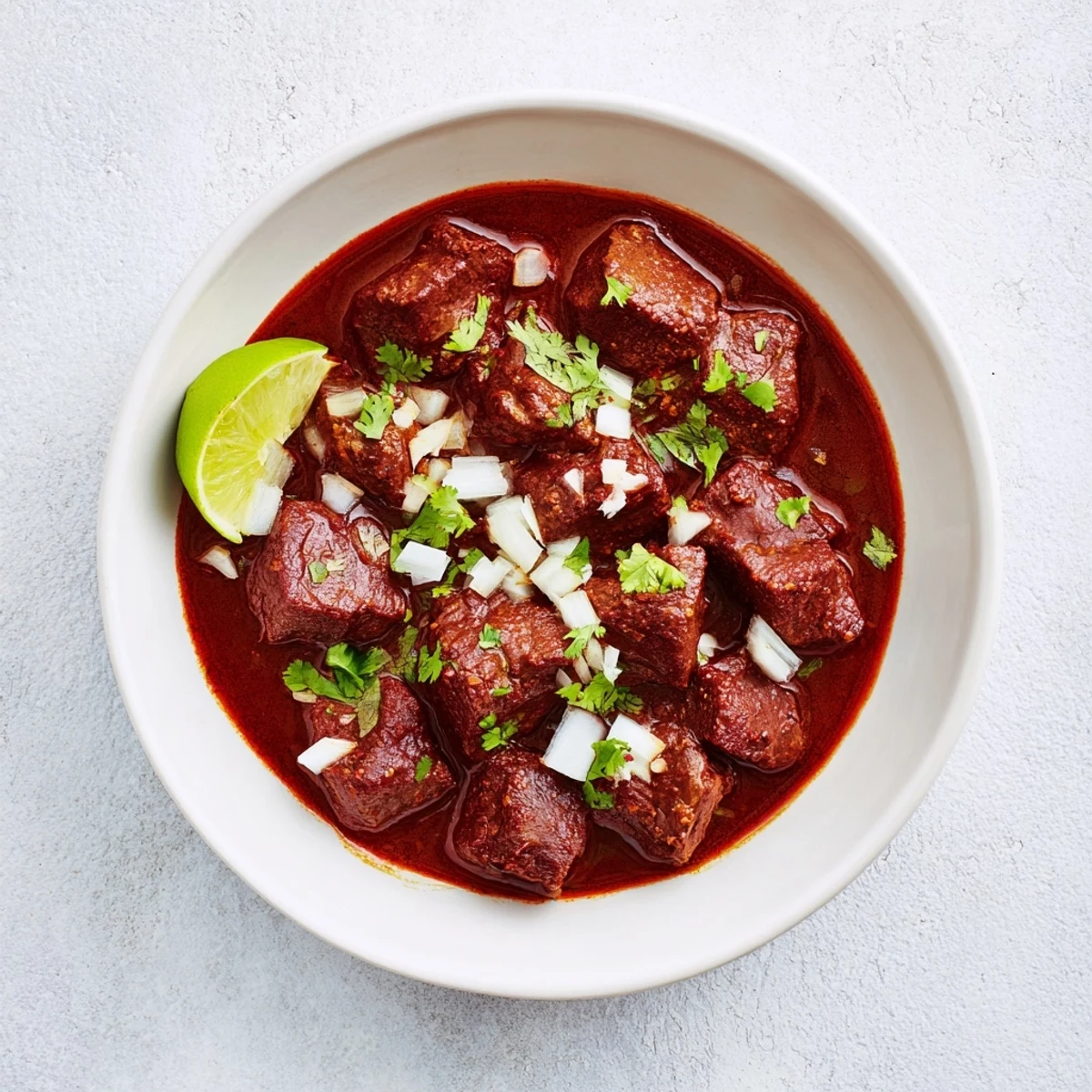 Hearty Crockpot Chili Colorado featuring melt-in-your-mouth beef in a smooth, spiced red sauce