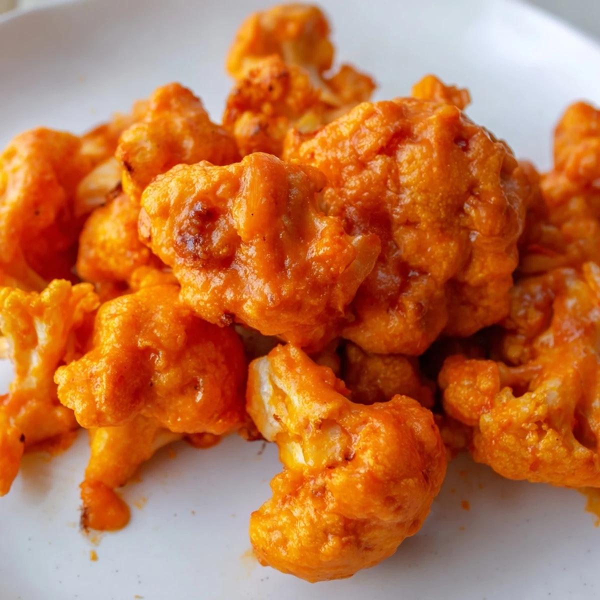 Spicy Buffalo cauliflower bites served with fresh celery sticks and creamy ranch dipping sauce