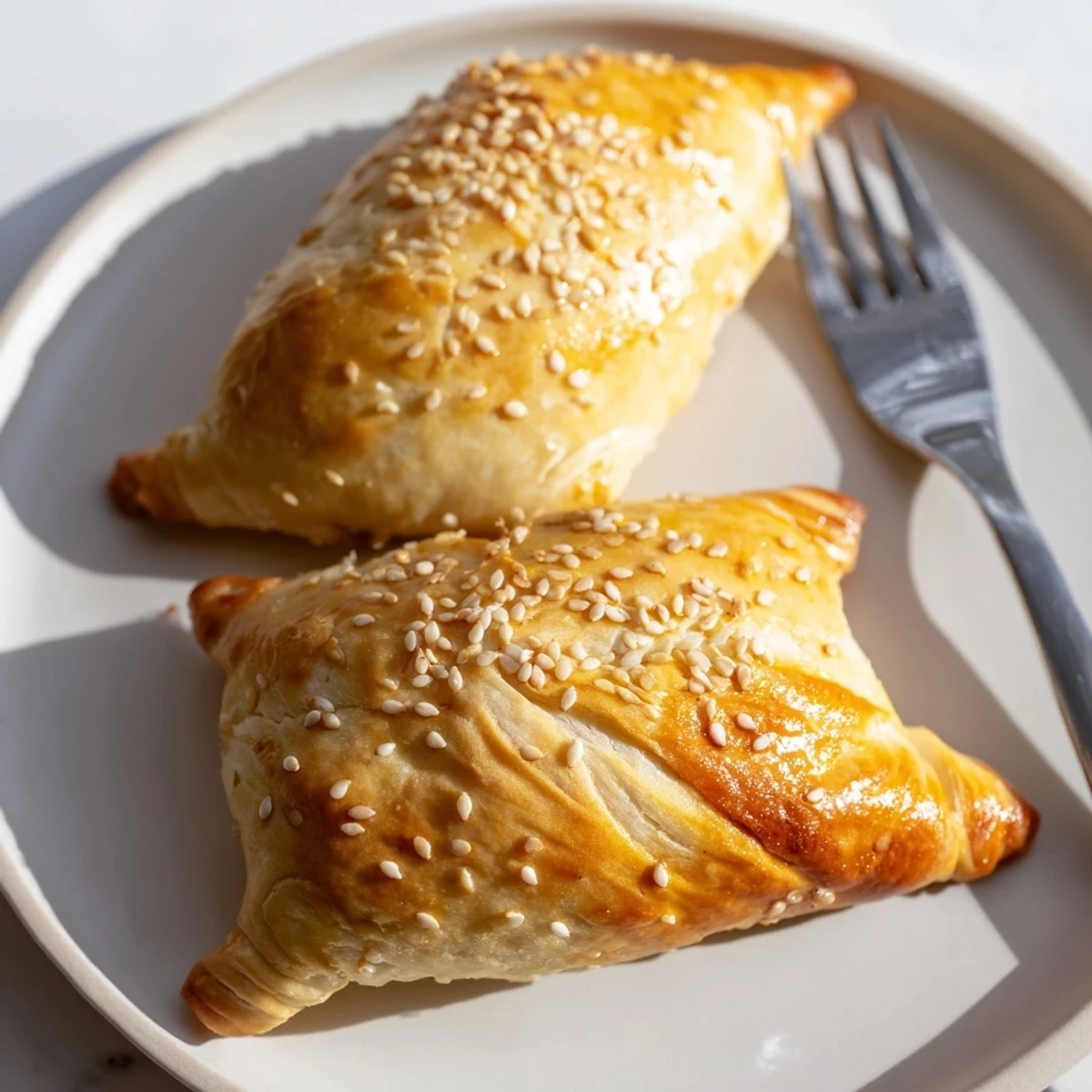 Handheld cheesy chicken pockets featuring tender shredded chicken wrapped in golden brown crescent dough baked until crisp