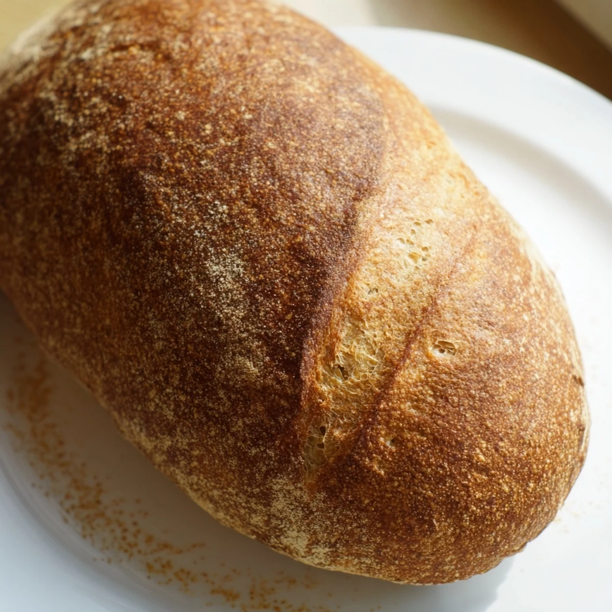 Homemade crusty Italian bread with golden brown crust and soft white center