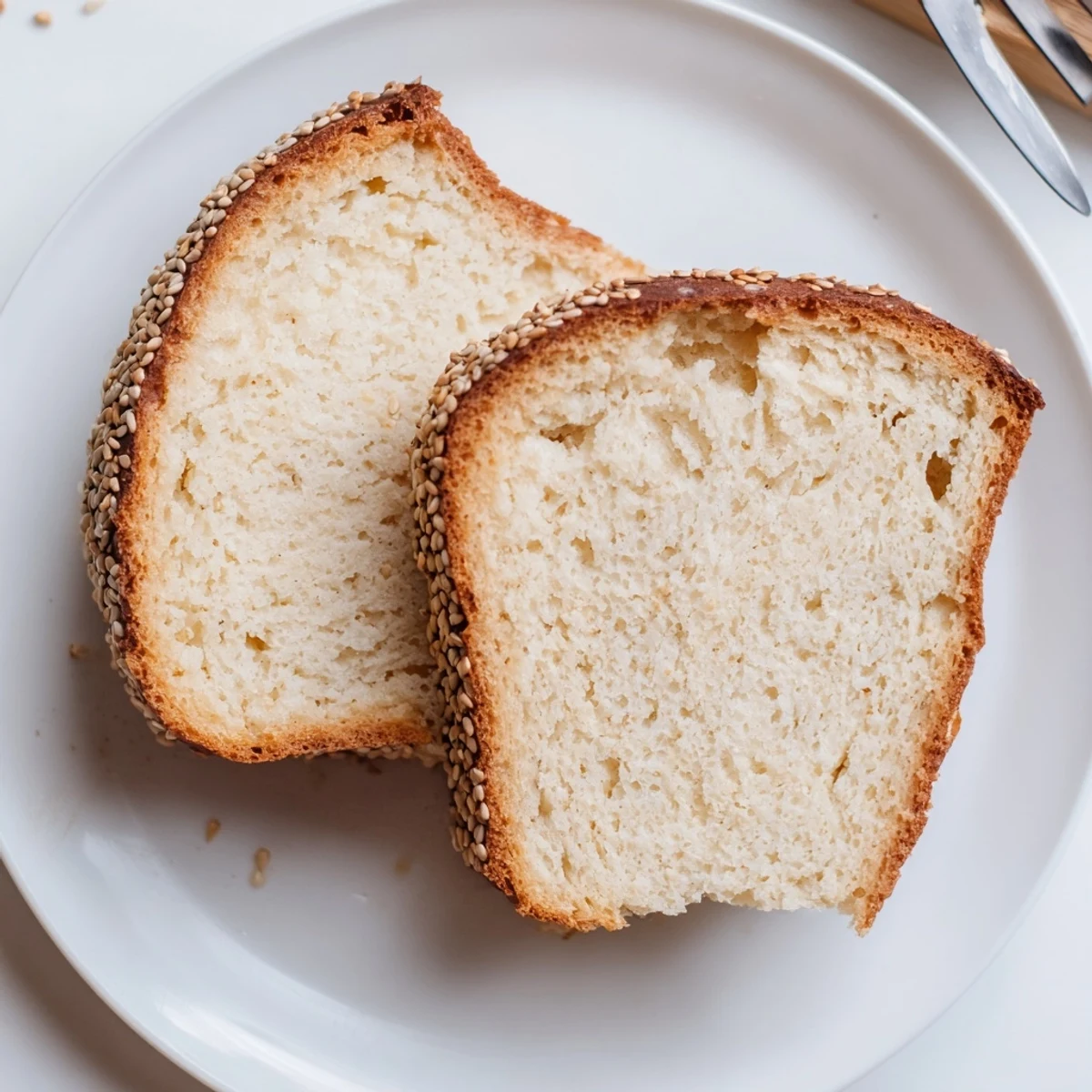 Fluffy keto yogurt bread recipe toasted with melted butter and fresh herbs