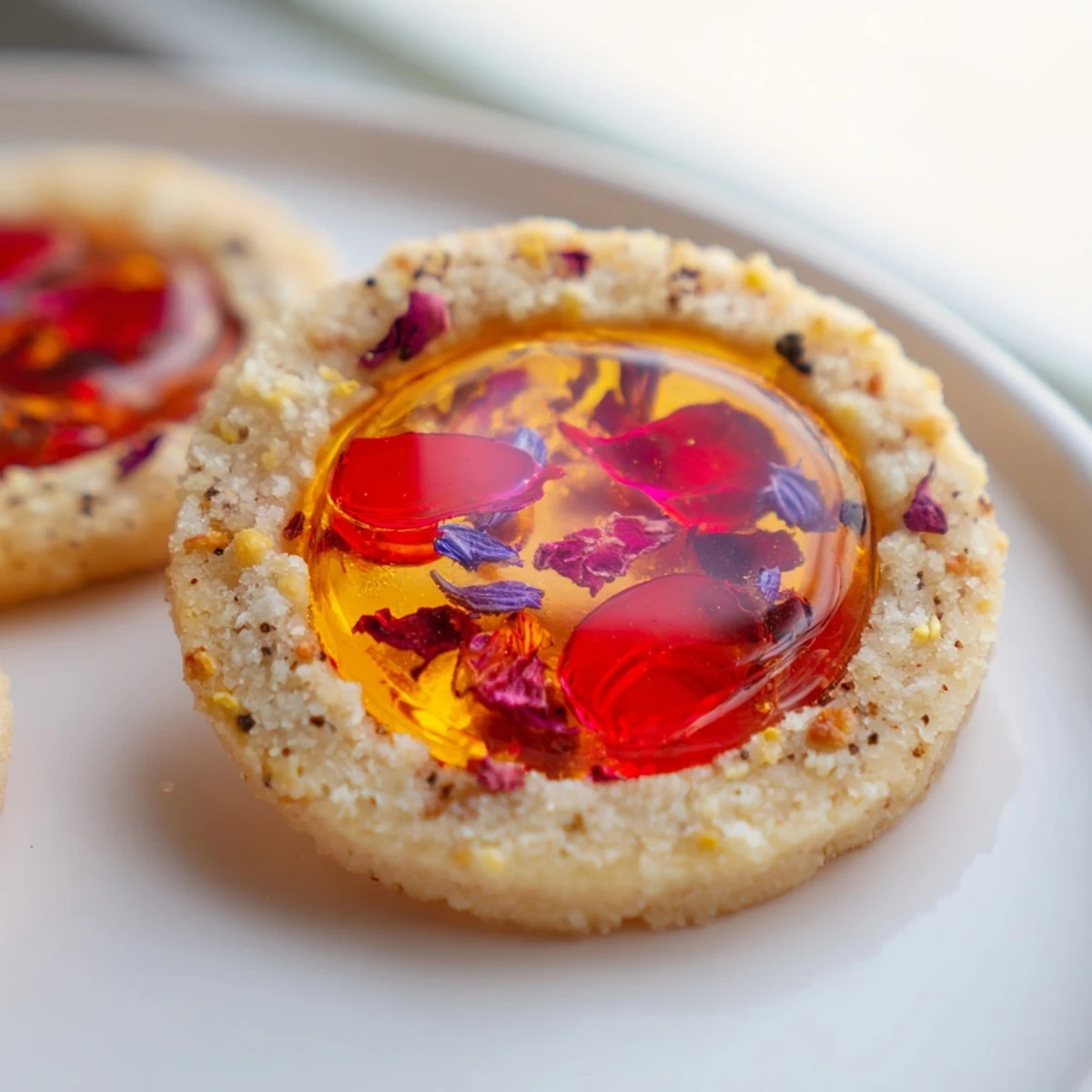 Delicate Earl Grey stained glass floral cookies showcase melted candy windows and pressed edible violet petals