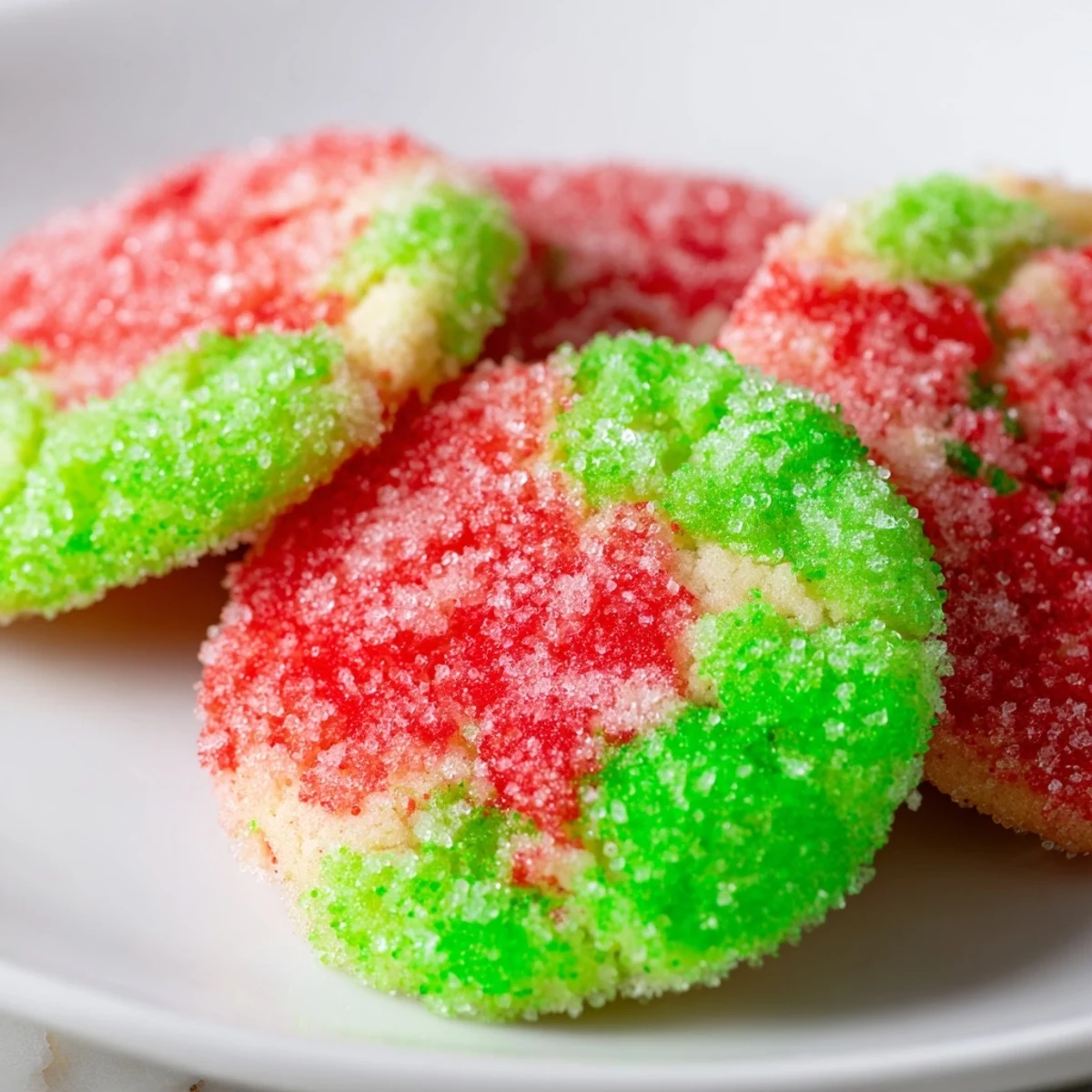 Soft chewy Jello sugar cookies with crackled tops in vibrant pastel hues on a rustic baking sheet