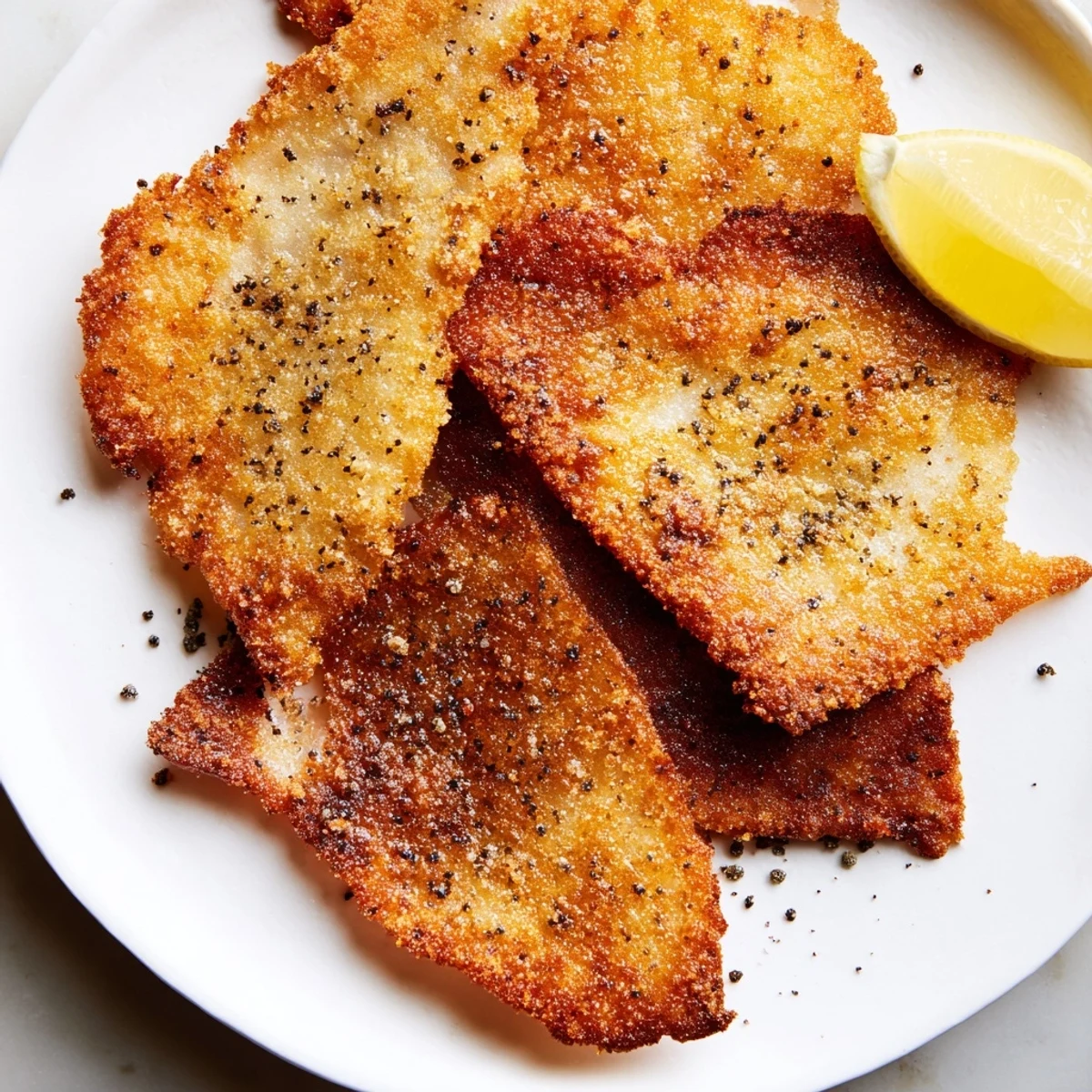Golden crispy Greek fried cheese sizzling in skillet with fresh lemon wedges nearby