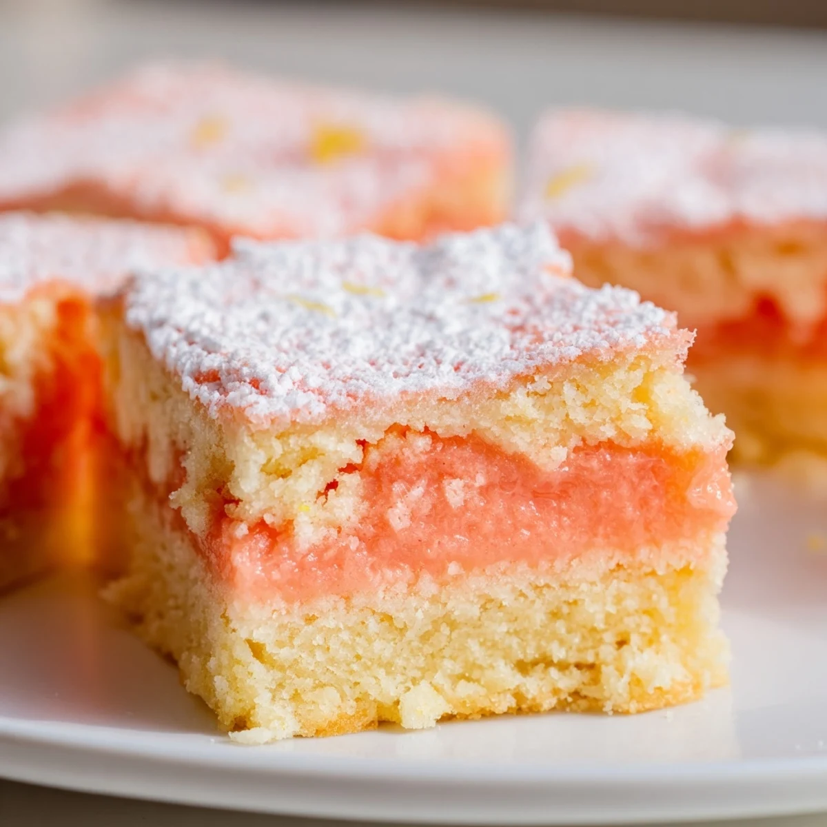 Vibrant pink grapefruit bars with zesty citrus filling and a tender crumbly base