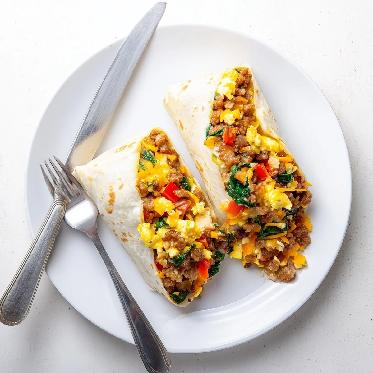 Golden rolled freezer breakfast burritos ready to grab on busy mornings