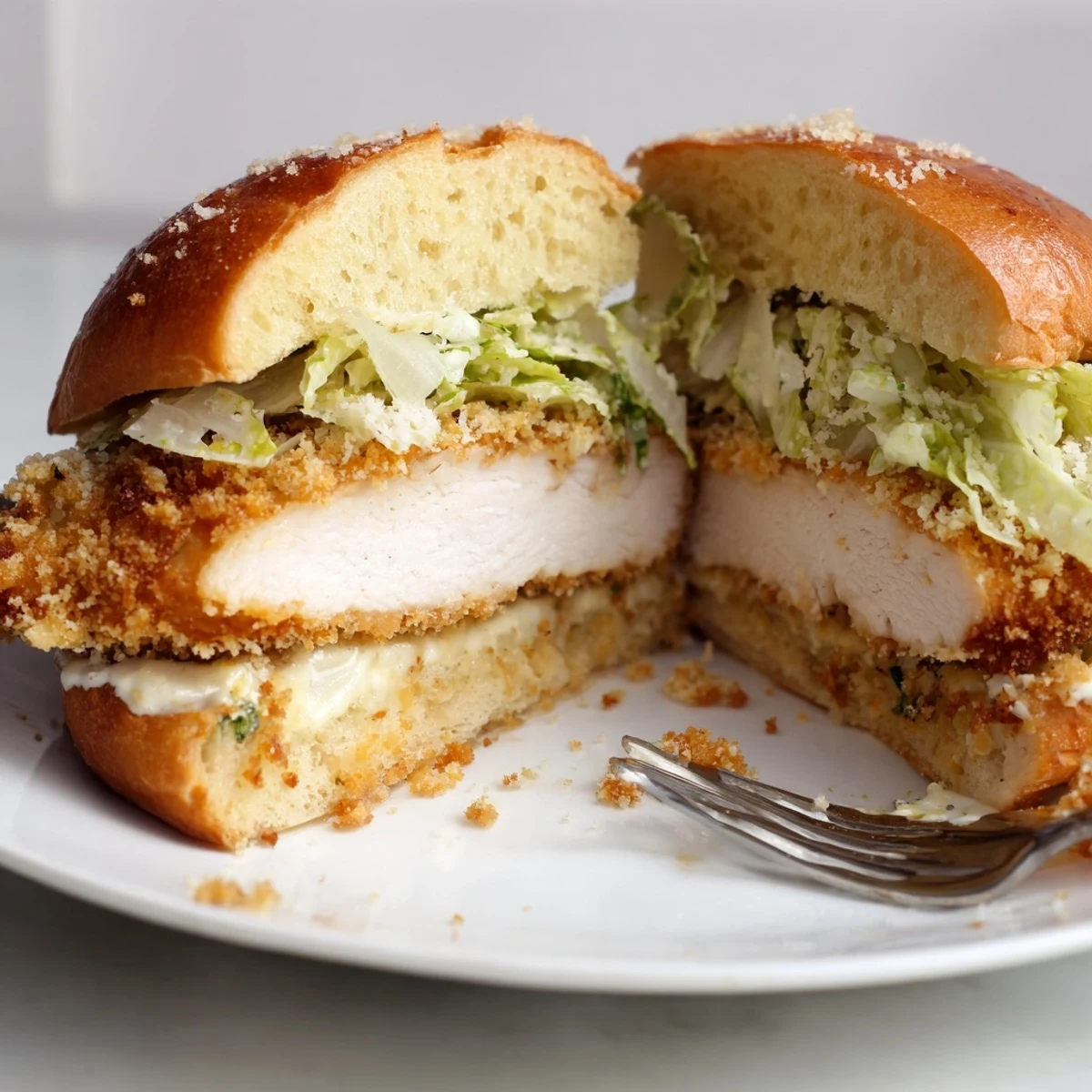 Plated with crunchy romaine and Parmesan, the Crispy Chicken Caesar Sandwich Recipe shines