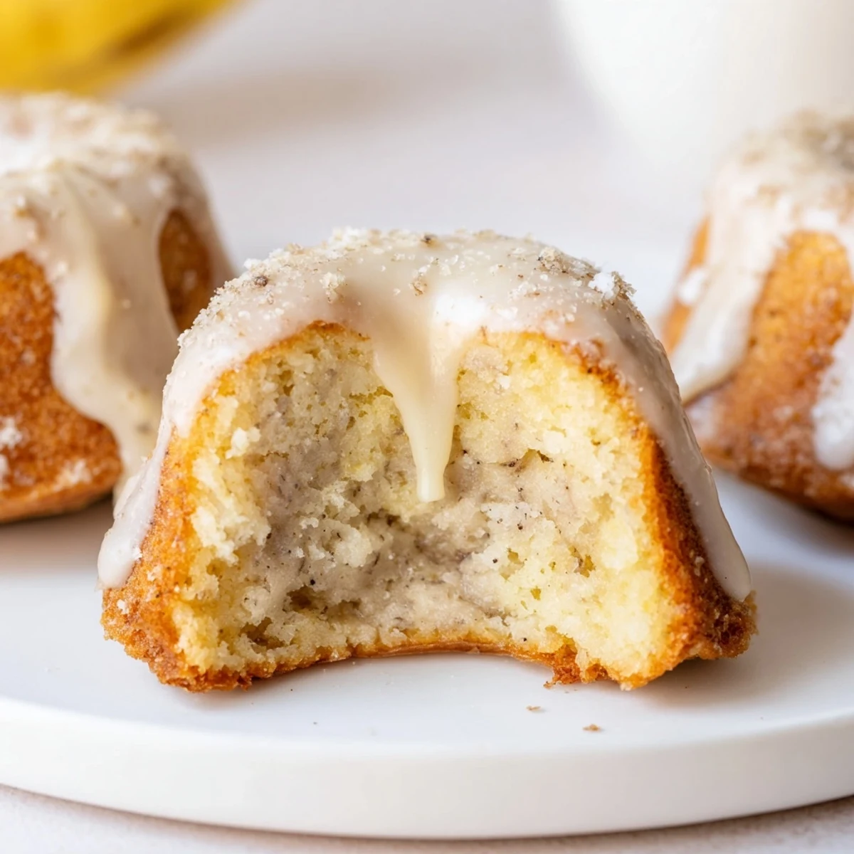 Fresh baked Banana Donuts dotted with mini chocolate chips, ideal for breakfast