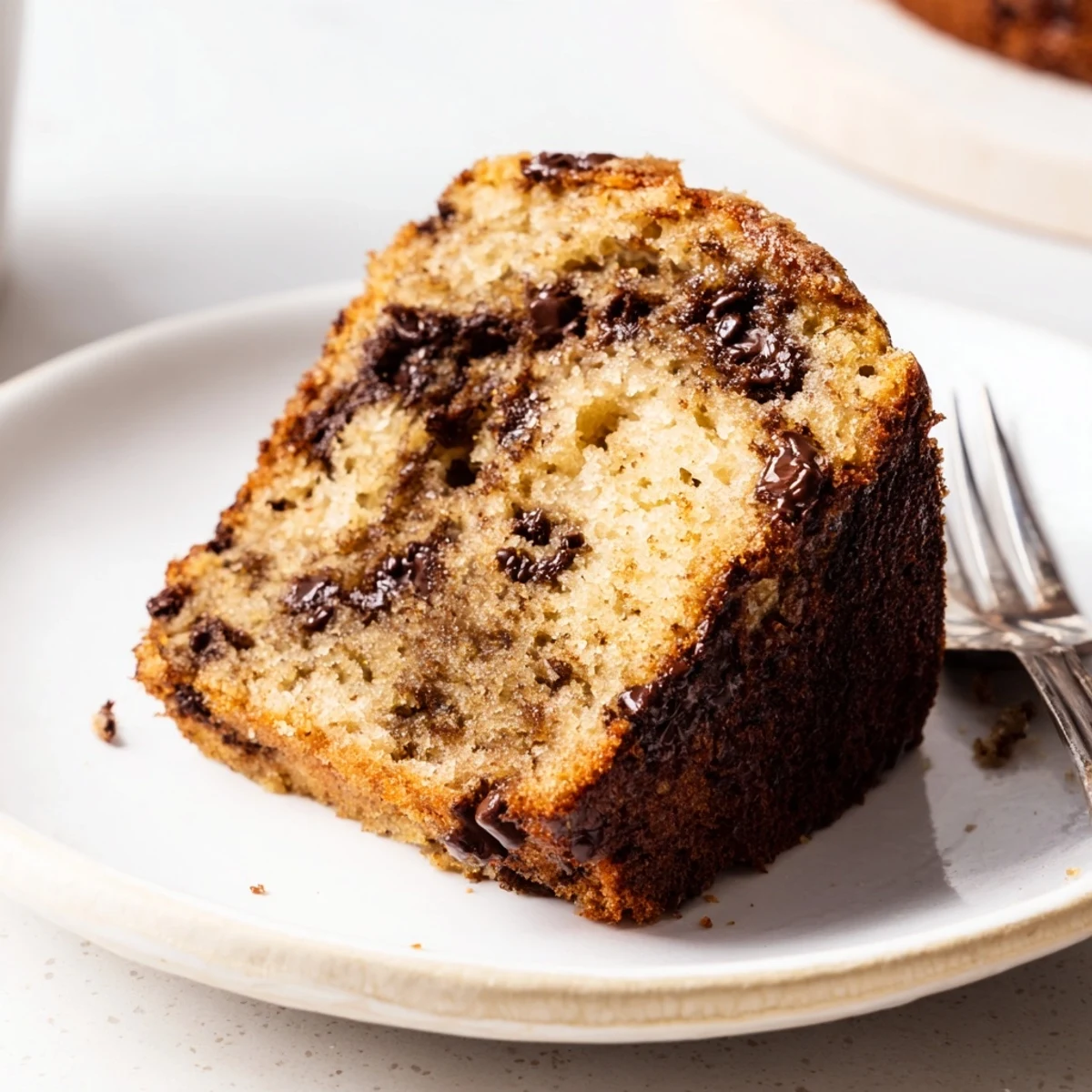 Cooling on a wire rack, Banana Chocolate Chip Cake Recipe waiting to slice