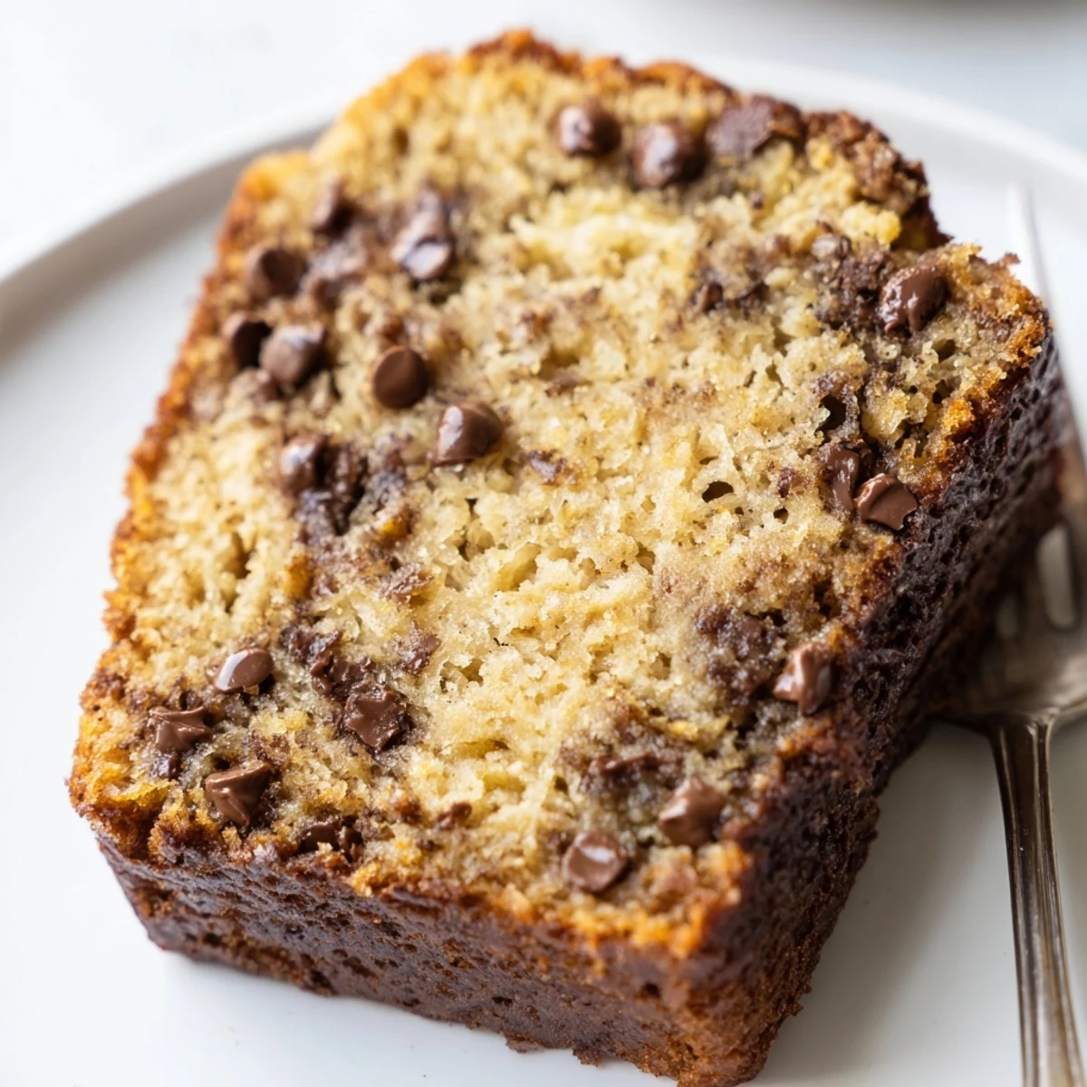 Aroma of banana and chocolate in Banana Chocolate Chip Cake Recipe, tender crumb