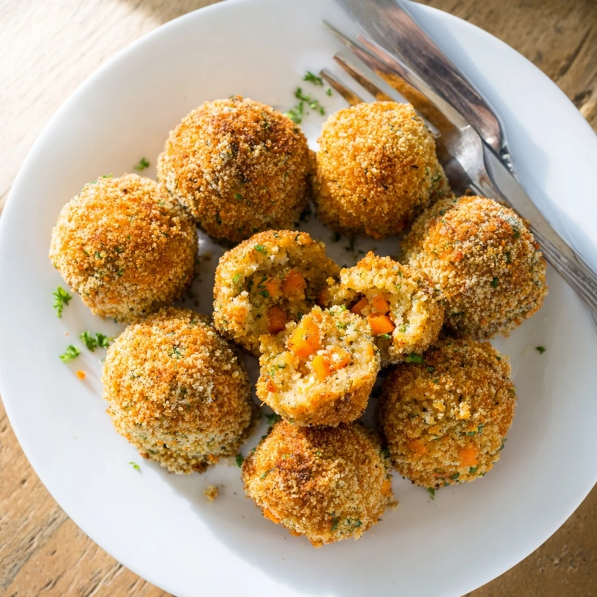 Fried Southern cornbread dressing balls with crunchy panko coating and moist flavorful center