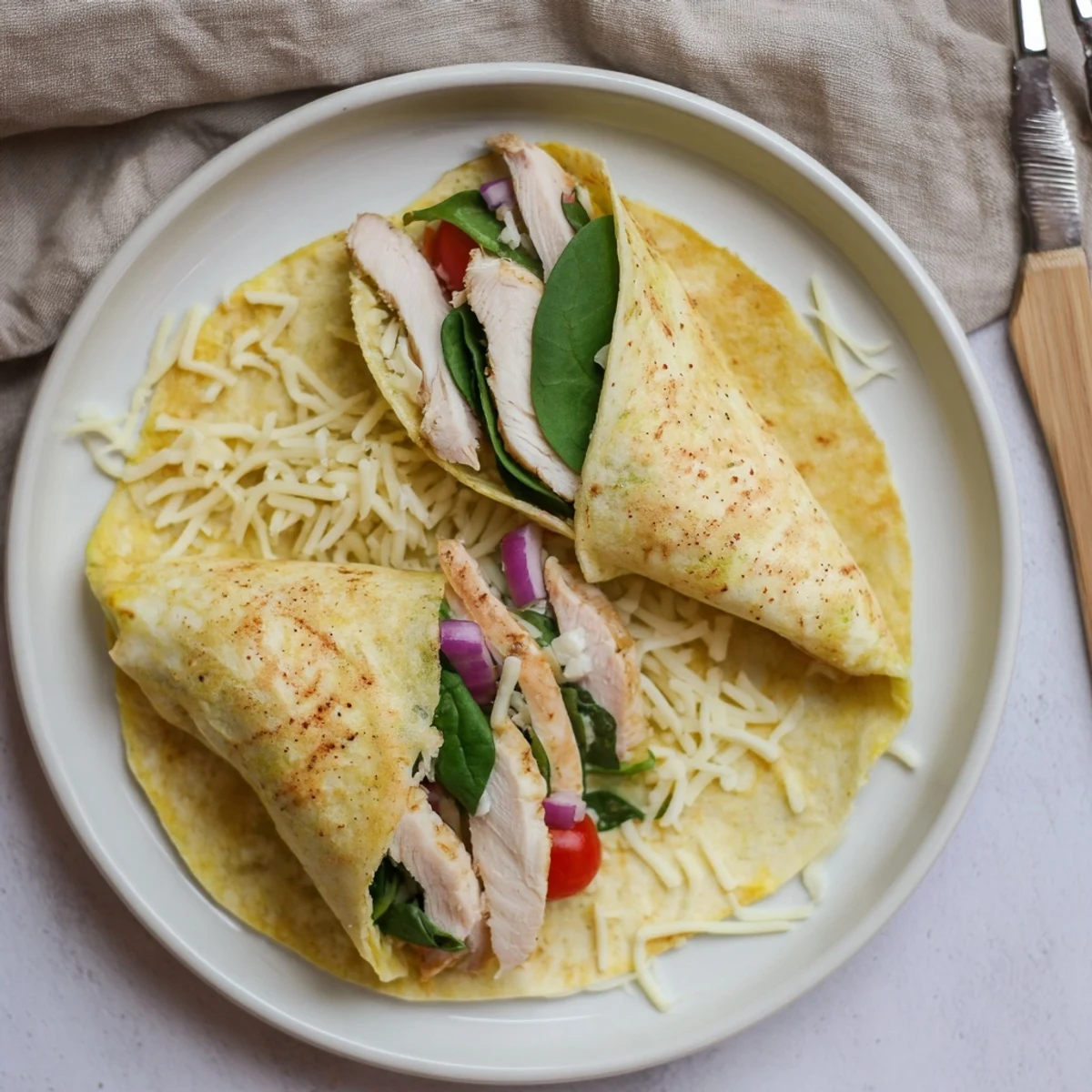 Cheesy Garlic Chicken Wraps grilled golden with melty cheese and fresh spinach