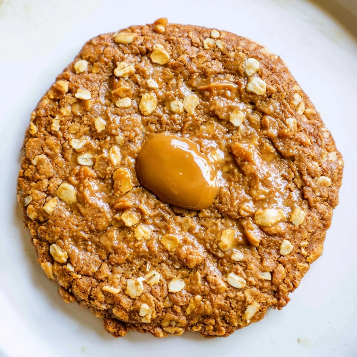 Golden brown Biscoff oatmeal cookies with chunks of caramelized Lotus biscuits