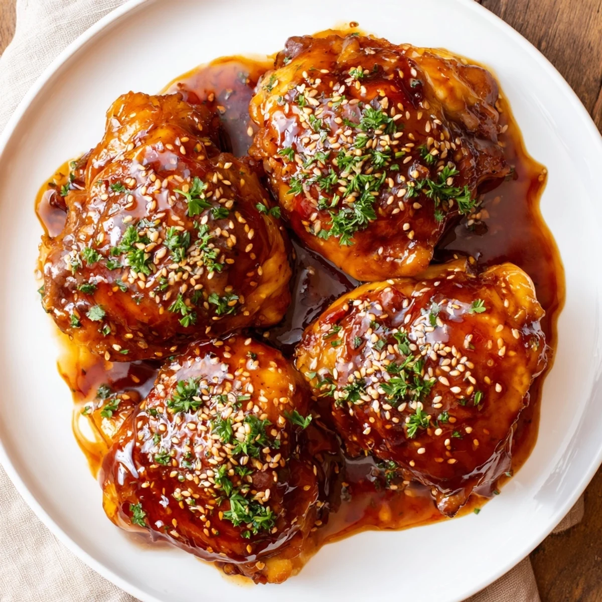 Tender thighs simmering in savory sauce make this Crockpot Honey Garlic Chicken comforting  