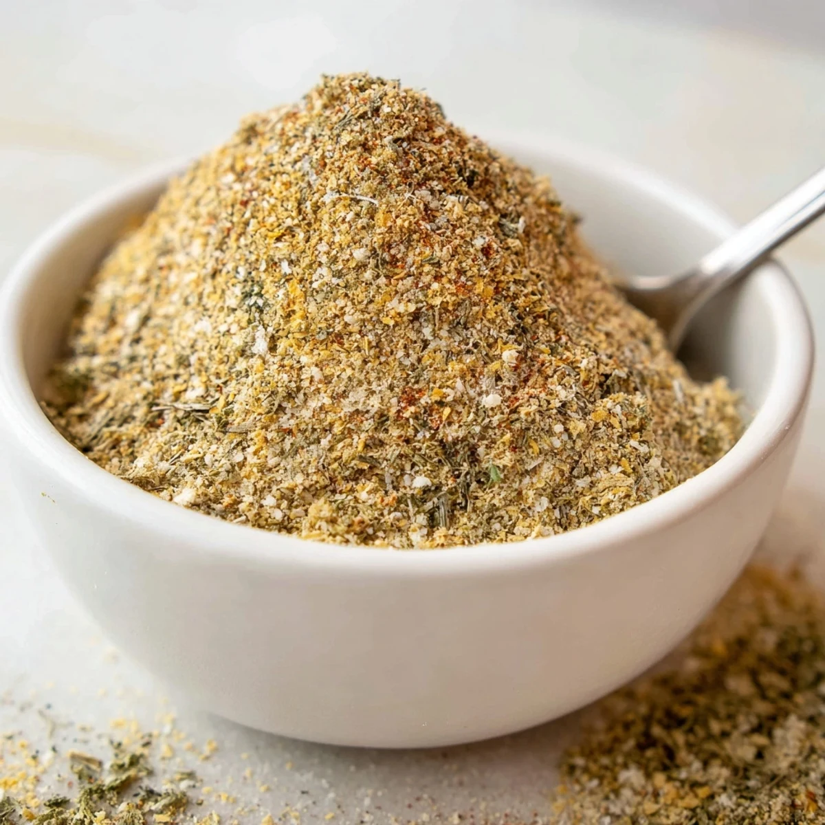 Hand sprinkling Vegan Chicken Seasoning For Rubs, Marinades, And Broth over roasted vegetables