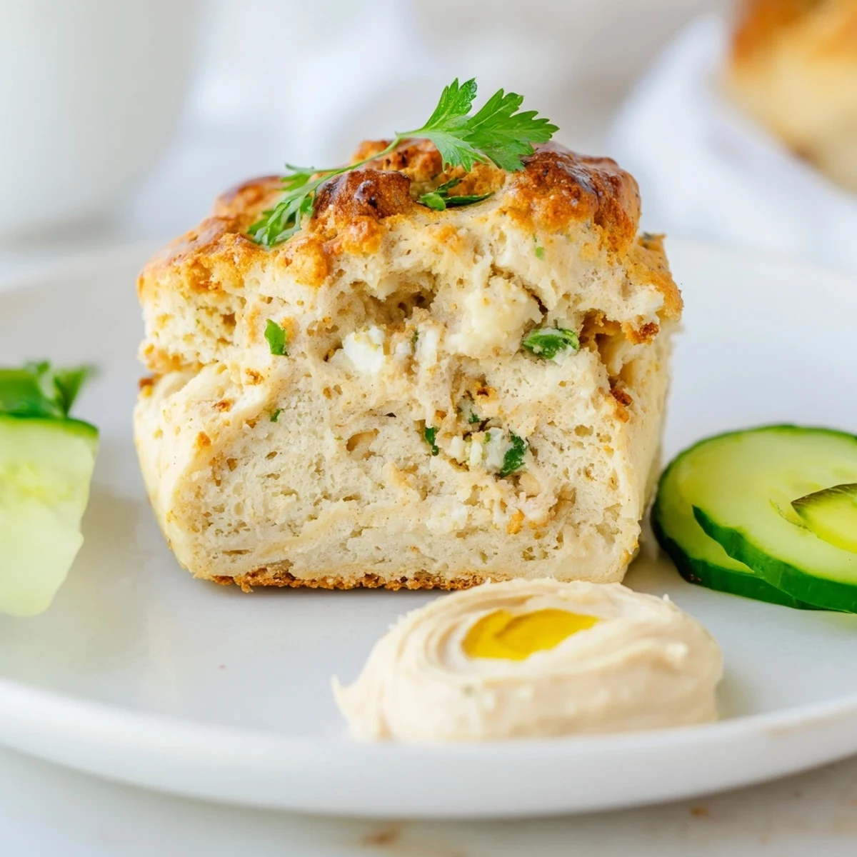 Savory Humous Scones, warm, slightly cumin-scented, paired with tomato soup.