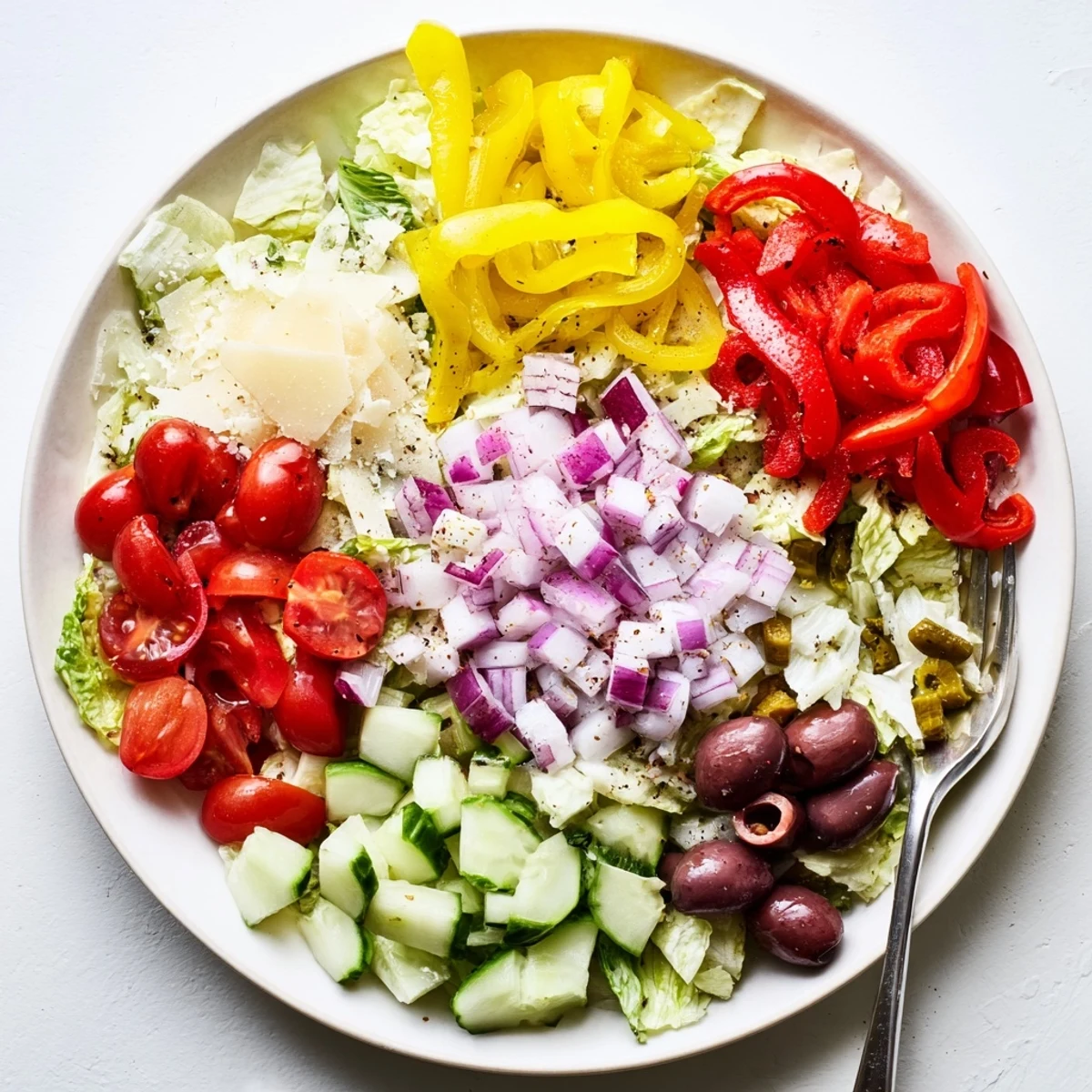 Bright Zesty Italian Chopped Salad With Parmesan And Peppers, crisp and tangy