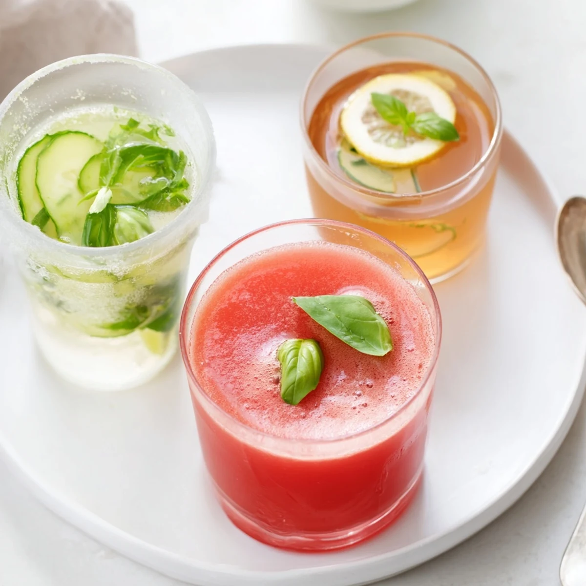 Iced Summer Detox Drinks featuring ginger lemon green tea, bright citrus aroma