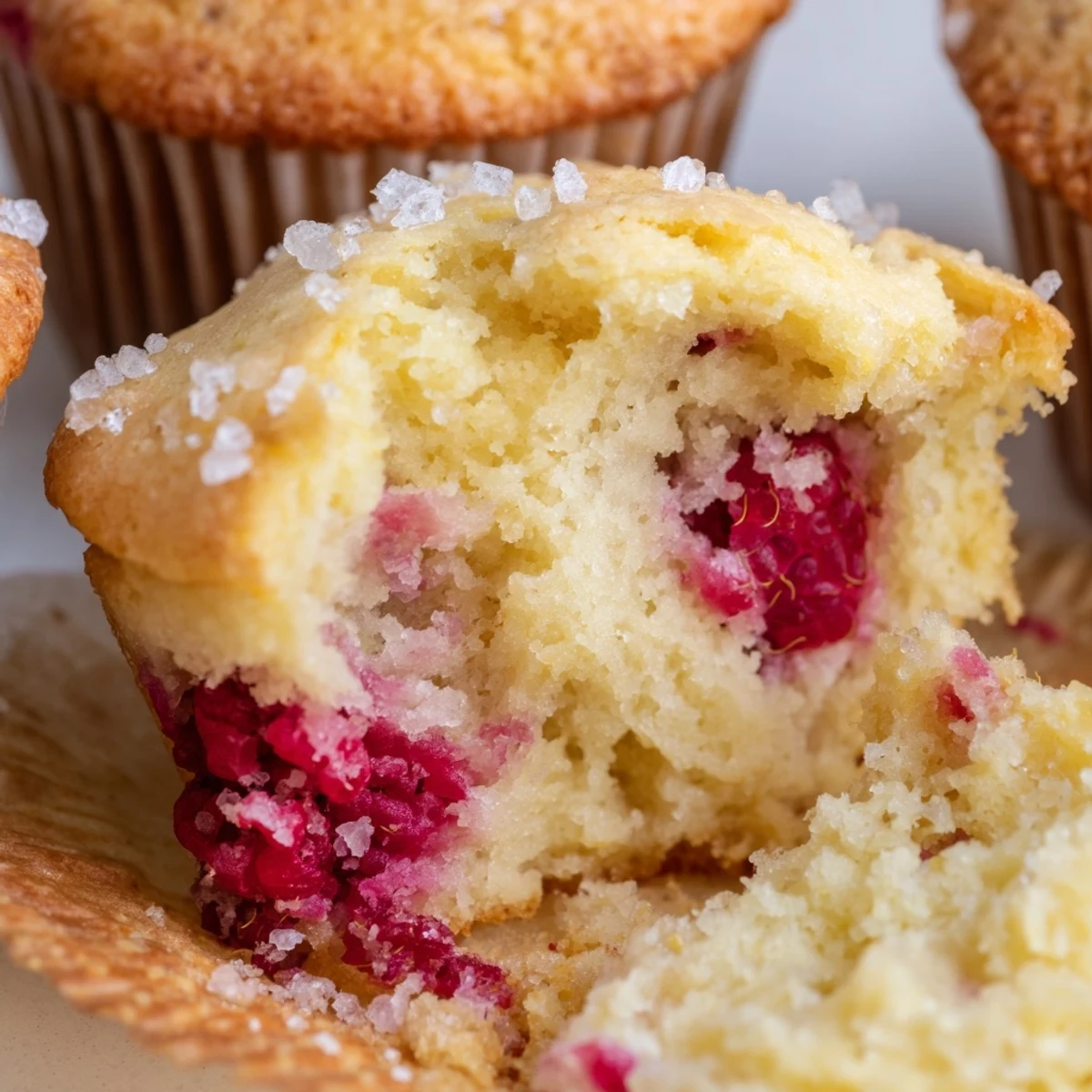 Freshly baked raspberry lemon ricotta muffins with tender crumbs and bright citrus flavor