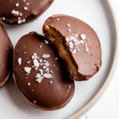 These chocolate peanut butter eggs feature a creamy filling inside a smooth chocolate coating, ready for Easter celebrations or sweet snacking.